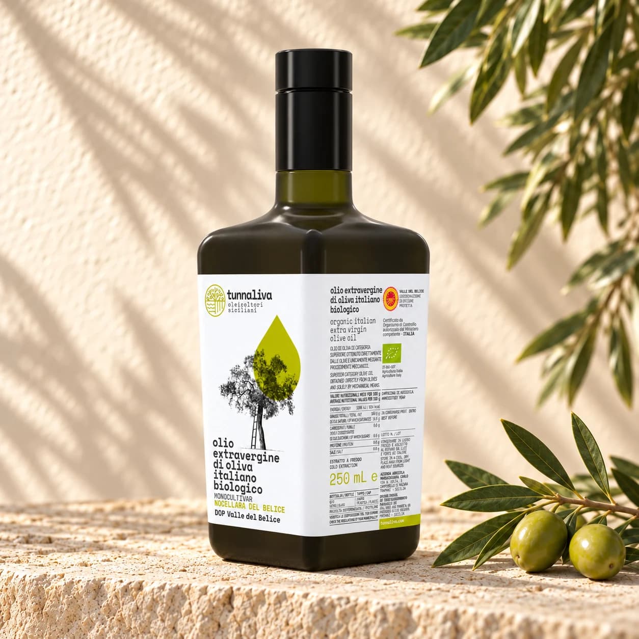 Olio extravergine bio DOP Valle del Belice — Bottiglia 250 mL