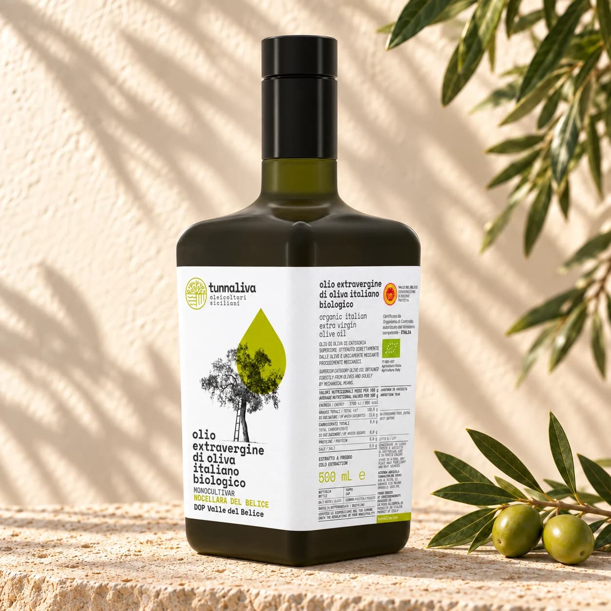 Olio extravergine bio DOP Valle del Belice — Bottiglia 500 mL